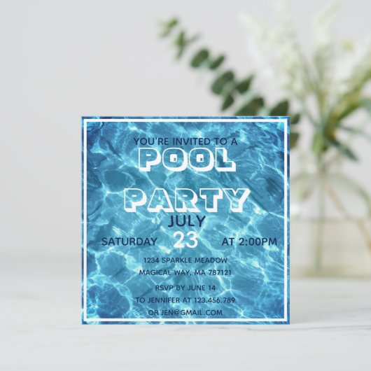 Uitnodiging voor een waterpoolparty (Staand voorkant)