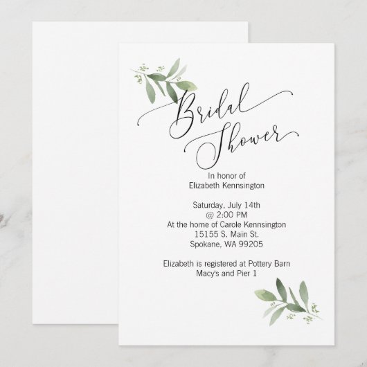 Uitnodiging voor een wedstrijd met eucalyptus (Voorkant / Achterkant)