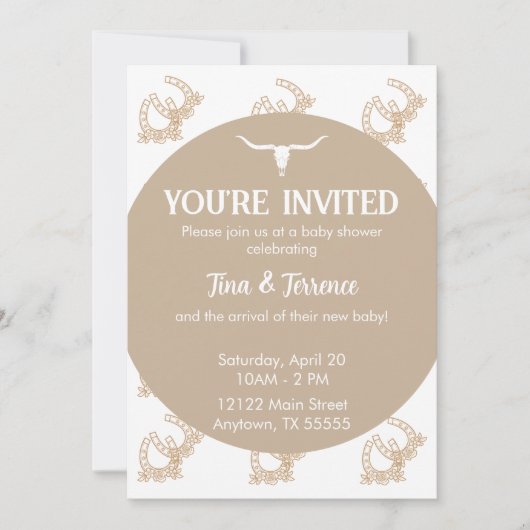 Uitnodiging voor een western thema-Baby shower (Voorkant)