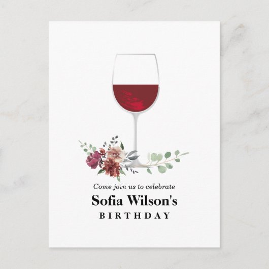 Uitnodiging voor een wijnfeest voor volwassenen (Voorkant)