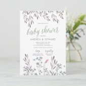 Uitnodiging voor een Wildbloemetjes Baby Shower Br (Staand voorkant)
