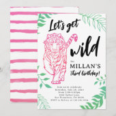Uitnodiging voor een wilde tijgerverjaardag (Voorkant / Achterkant)