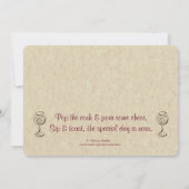 Uitnodiging voor een Wine & Cheese Bridal Shower (Achterkant)