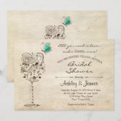 Uitnodiging voor een Wine & Cheese Bridal Shower (Voorkant / Achterkant)