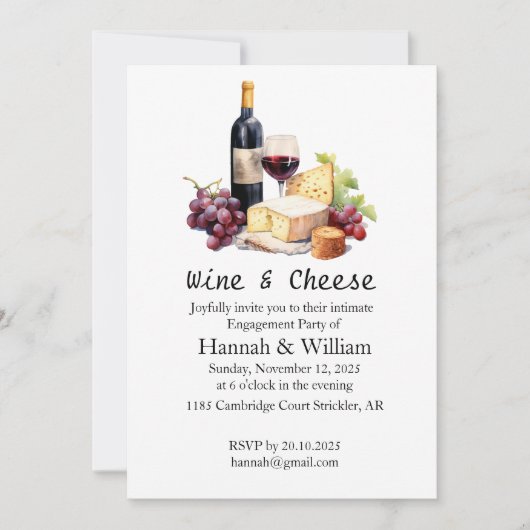 Uitnodiging voor een Wine & Cheese Engagement Part (Voorkant)