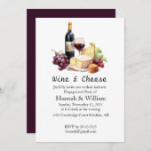 Uitnodiging voor een Wine & Cheese Engagement Part (Voorkant / Achterkant)