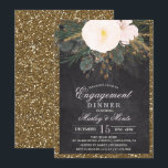 Uitnodiging voor een winterbloemen-verlovingsdiner<br><div class="desc">Winter Bloem Glitter Krijt Schoolbord Trouwkaart</div>