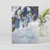 Uitnodiging voor een winterfeest, sneeuwfeest (Staand voorkant)