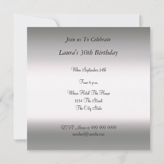 Uitnodiging voor een witte verjaardag (Achterkant)