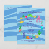 Uitnodiging voor een zeelevenfeestje  (Voorkant / Achterkant)