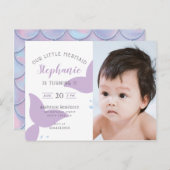 Uitnodiging voor een zeemeermin-verjaardagsfeest o (Voorkant / Achterkant)