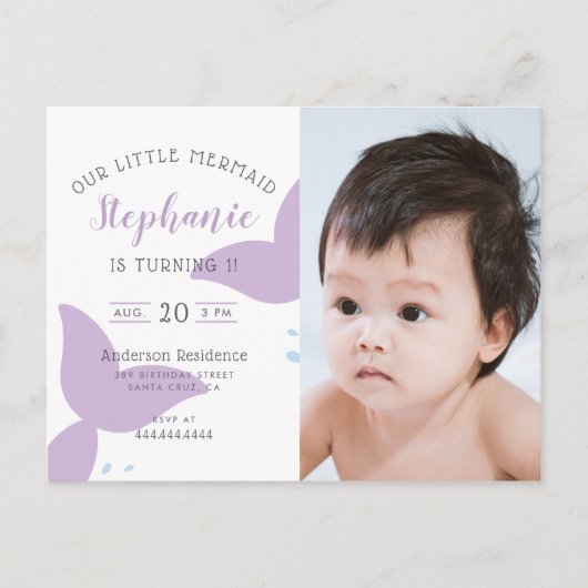 Uitnodiging voor een zeemeermin-verjaardagsfeest o (Voorkant)