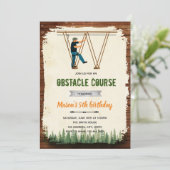 Uitnodiging voor een zip-line touwparcoursfeest (Staand voorkant)