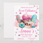 Uitnodiging voor een zoete partij, Editable Birthd (Voorkant / Achterkant)