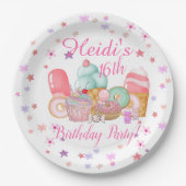 Uitnodiging voor een zoete partij, Editable Birthd Papieren Bordje (Voorkant)