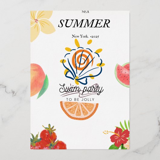 Uitnodiging voor een zomerzwembad. (Voorkant)
