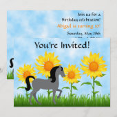 uitnodiging voor een Zonnebloem- en paardenfeest (Voorkant / Achterkant)