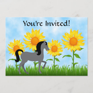  uitnodiging voor een Zonnebloem- en paardenfeest