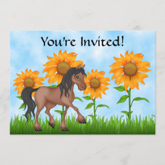  uitnodiging voor een Zonnebloem- en paardenfeest