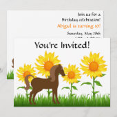  uitnodiging voor een Zonnebloem- en paardenfeest (Voorkant / Achterkant)
