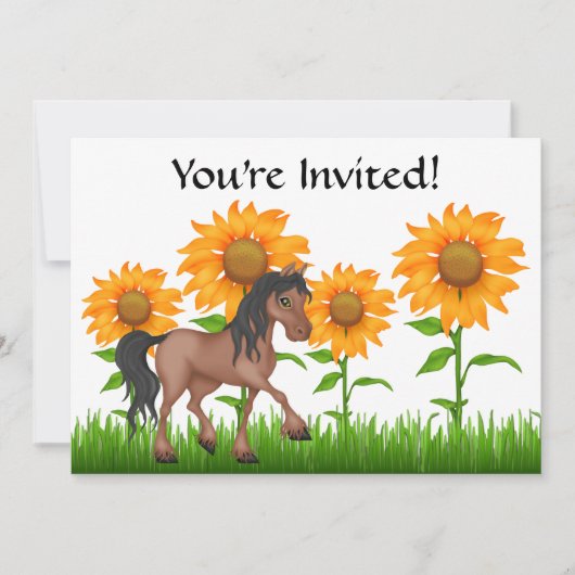 uitnodiging voor een Zonnebloem- en paardenfeest (Voorkant)