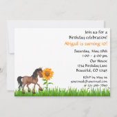 uitnodiging voor een Zonnebloem- en paardenfeest (Achterkant)