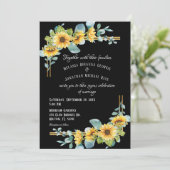 Uitnodiging voor een zonnebloempje voor een bruilo (Staand voorkant)