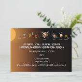 Uitnodiging voor een Zonnestelsel Feestje (Staand voorkant)