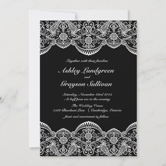 Uitnodiging voor een zwart en wit Marokkaans huwel (Voorkant)