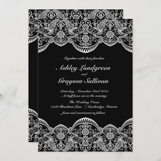 Uitnodiging voor een zwart en wit Marokkaans huwel (Voorkant / Achterkant)