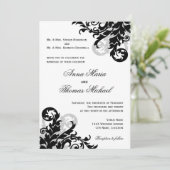 Uitnodiging voor een zwart en zilveren huwelijk (Staand voorkant)