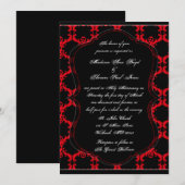 Uitnodiging voor een zwart, rood en wit huwelijk (Voorkant / Achterkant)