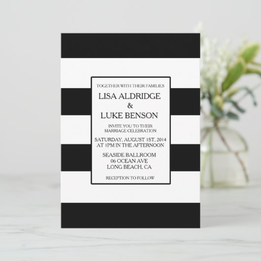 Uitnodiging voor een zwart-wit huwelijk (Staand voorkant)