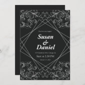 Uitnodiging voor een zwart-wit huwelijk (Voorkant / Achterkant)