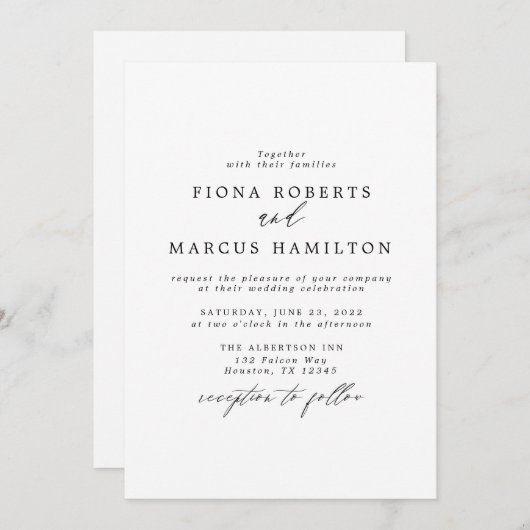 Uitnodiging voor een zwart-wit huwelijk (Voorkant / Achterkant)