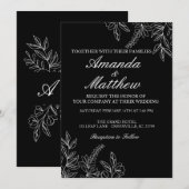 Uitnodiging voor een zwart-wit huwelijk (Voorkant / Achterkant)