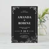 Uitnodiging voor een zwart-wit huwelijk (Staand voorkant)
