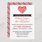 Uitnodiging voor een zwart-wit huwelijk met rood h (Voorkant / Achterkant)