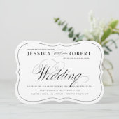 Uitnodiging voor een zwart-wit legant script bruil (Staand voorkant)