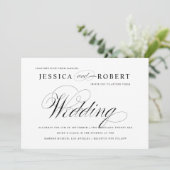 Uitnodiging voor een zwart-wit legant script bruil (Staand voorkant)