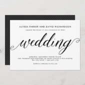 Uitnodiging voor een zwart-wit legant script bruil (Voorkant / Achterkant)