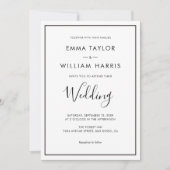 Uitnodiging voor een zwart-wit minimalistisch huwe (Voorkant)