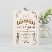 Uitnodiging voor een zwart-wit  Retro Weddenschap (Staand voorkant)