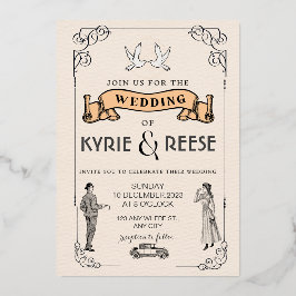 Uitnodiging voor een zwart-wit  Retro Weddenschap