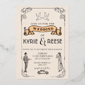 Uitnodiging voor een zwart-wit  Retro Weddenschap (Voorkant)