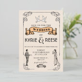 Uitnodiging voor een zwart-wit  Retro Weddenschap (Staand Voorkant)