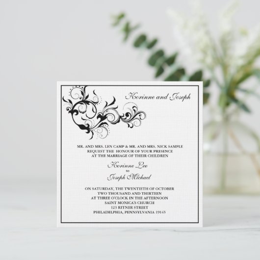 Uitnodiging voor een zwart-withuwelijk (Staand voorkant)