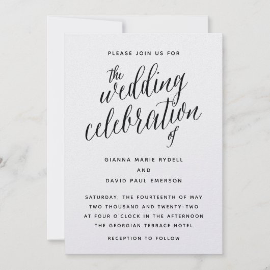 Uitnodiging voor een zwart-witscript (Voorkant)