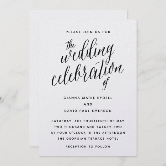 Uitnodiging voor een zwart-witscript (Voorkant / Achterkant)