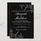 Uitnodiging voor een zwart-witte bruiloft (Voorkant / Achterkant)